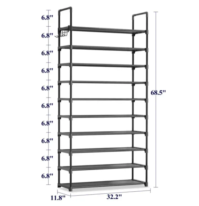 Adjustable 3-10 Tier Shoe Rack Organizer with Side Handles – Easy Assembly Storage Shelf for Closet, Entryway & Bedroom