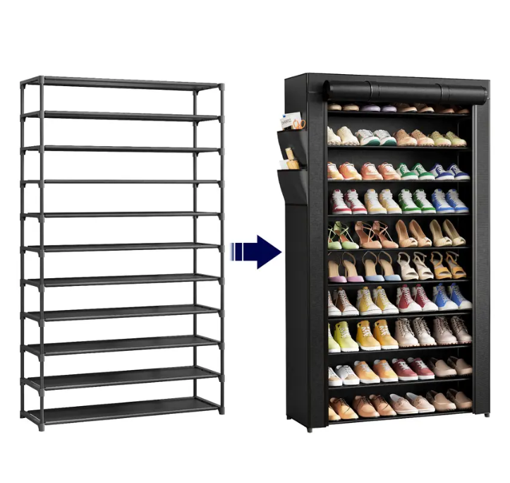 Adjustable 3-10 Tier Shoe Rack Organizer with Side Handles – Easy Assembly Storage Shelf for Closet, Entryway & Bedroom